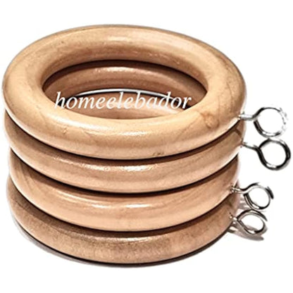 Wooden Curtain Rings 38mm with Screw Eye Natural Wood Drapery Curtain Rings Rod Hanging Sliding Eyelet for 35mm Poles Pack of 18.