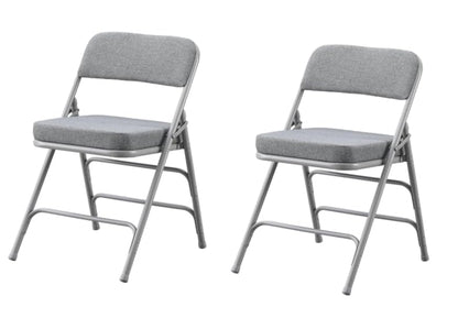 CHAIRABLE Padded Folding Chairs with Thick Cushion, 2 Pack Grey
