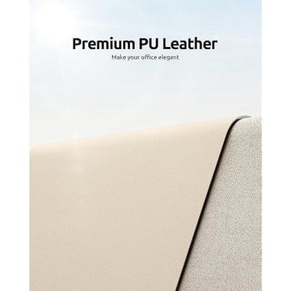 YSAGi Leather Desk Mat, Large Mouse Mat, Non-Slip Desk Pad, Waterproof PU Leather Table Protector Writing Pad for Office and Home (60 x 35 cm, Beige)