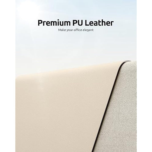 YSAGi Leather Desk Mat, Large Mouse Mat, Non-Slip Desk Pad, Waterproof PU Leather Table Protector Writing Pad for Office and Home (80 x 40 cm, Beige)