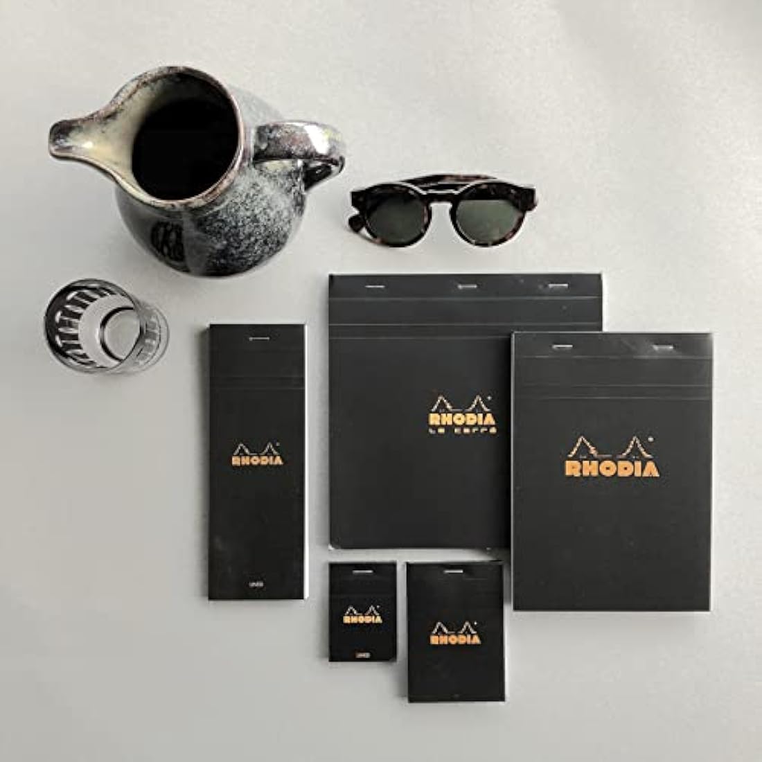 RHODIA 190009C - Stapled Notepad N°19 Black - A4+ - 80 Detachable Sheets - Plain White Clairefontaine Paper 80 g/m² - Coated Card Cover - Pack of 5 pads