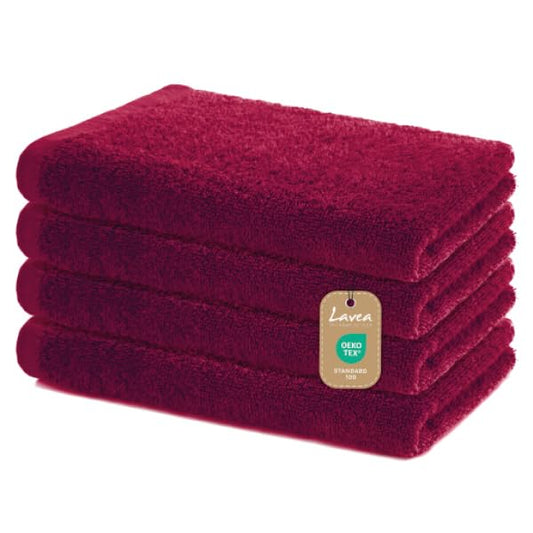 Lavea Set of 4 Hand Towels 40 x 70 cm - Soft & Absorbent Guest Towels Made of 100% Cotton - Oeko-Tex 100 Certified - Washable at 60 Degrees - Ideal