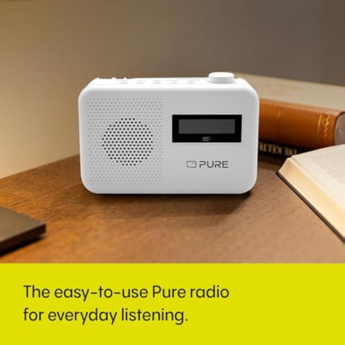 Pure Elan One2 portable DAB+/FM radio with Bluetooth 5.1 (LCD display, 10 preset buttons, can run with 4xAA batteries) Cotton White