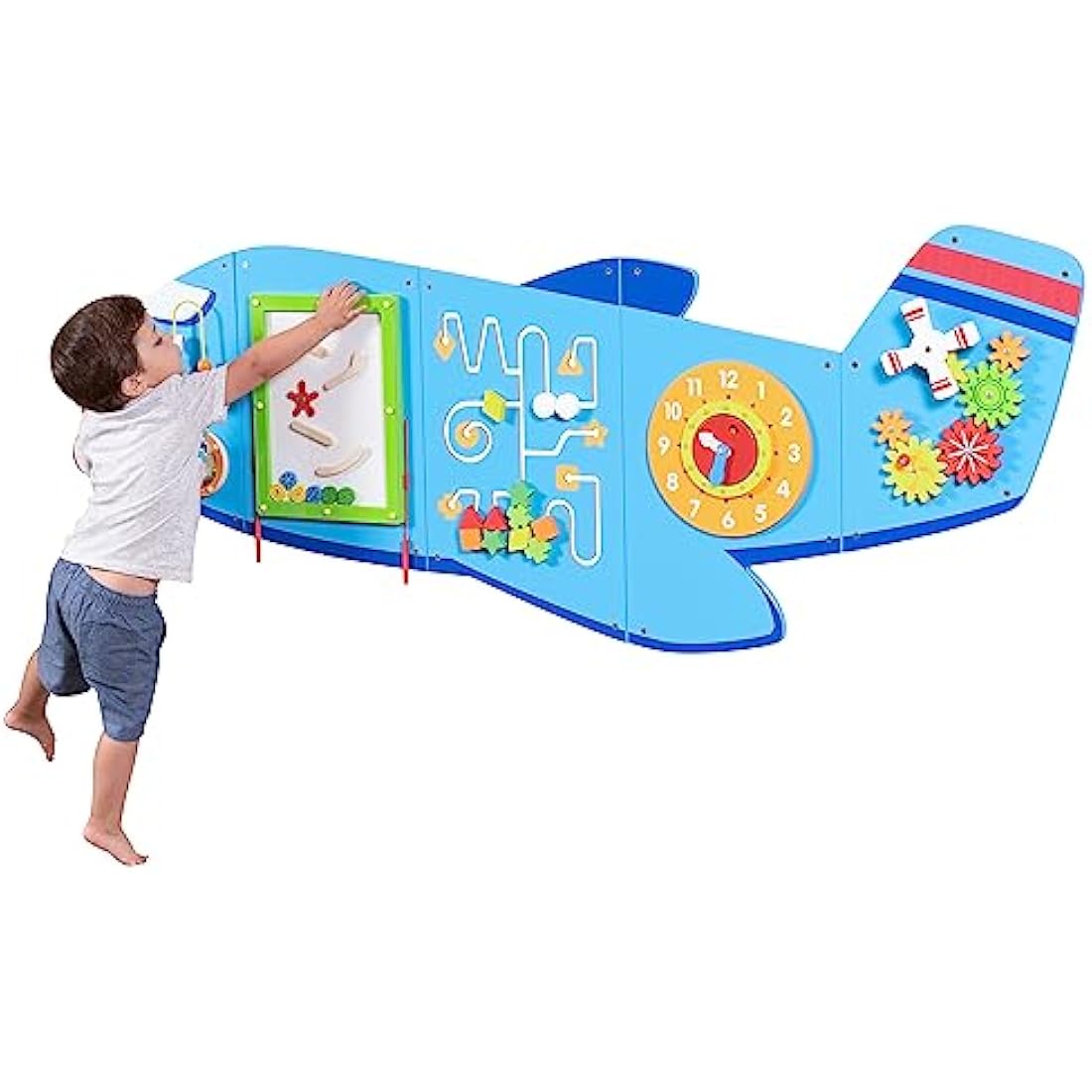 SPARK & WOW Airplane Activity Wall Panels | Ages 18m+ | Montessori Sensory Wall Toy | 6 Activities | Busy Board | Toddler Room Decor