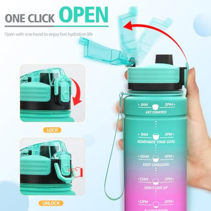 Niggeey 500ml & 700ml & 1000ml Motivational Water Bottle with Time Marker, Sports Water Bottles, Leak Proof BPA Free Tritan Drink Bottle for Kids, Men, Women, Running, Cycling, School, Gym and Sport