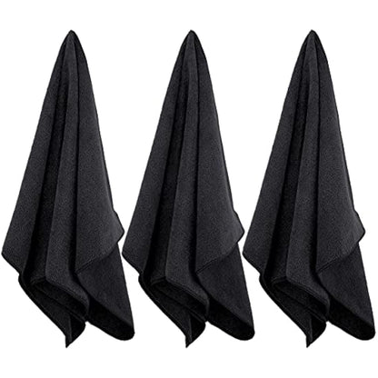 POLYTE Professional Quick Dry Lint Free Microfibre Hair Drying Salon Towel, 12 Pack (40x73 cm, Black)
