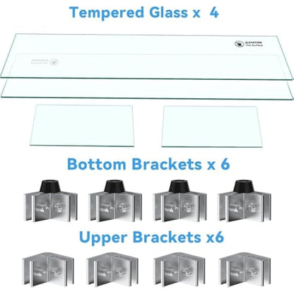 MESIDA 31"x12"x6" Fire Pit Glass Wind Guard, Tempered Glass Firepit Table Shield, Thick and Sturdy, with Hard Aluminum Corner Bracket & Rubber Feet