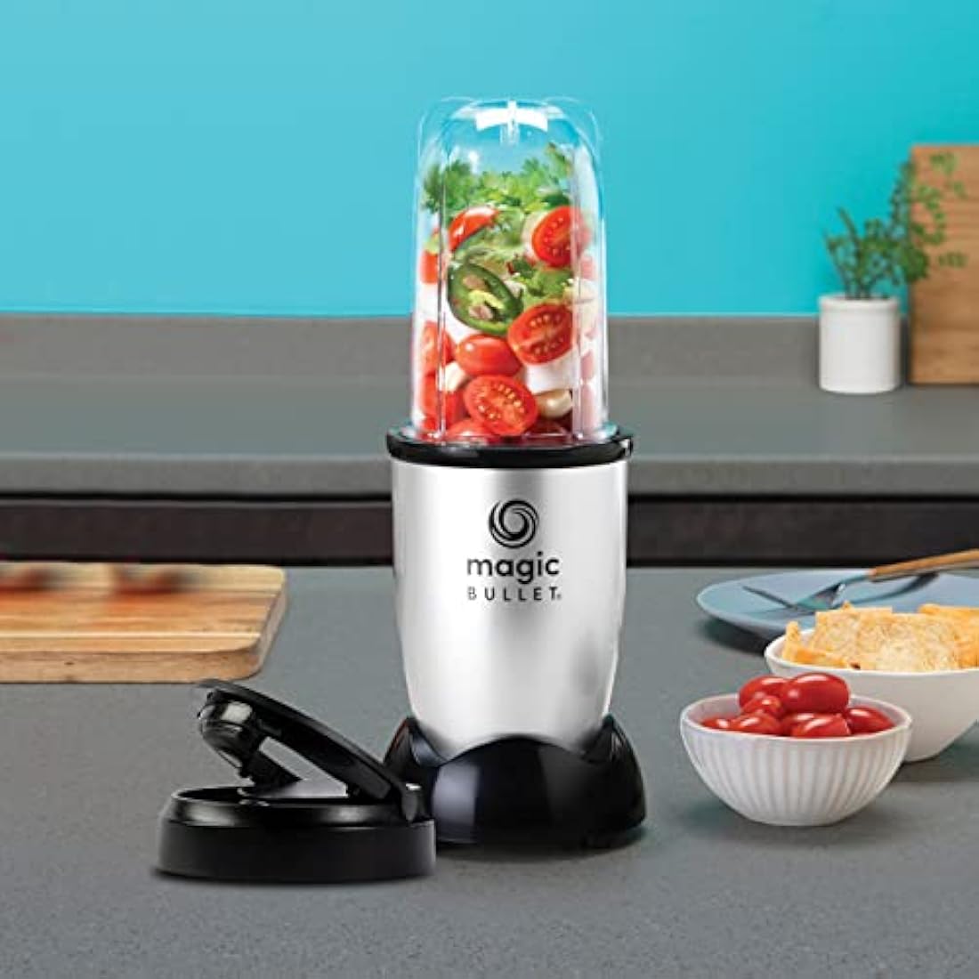 nutribullet magic bullet Starter Kit - All-in-one Food Processor & Blender - 10,000 RPM Speed - 4 Piece Kit with High Torque Power Base, Tall Cup & Flip Top Lid & Cross Blade - For Meal Prep
