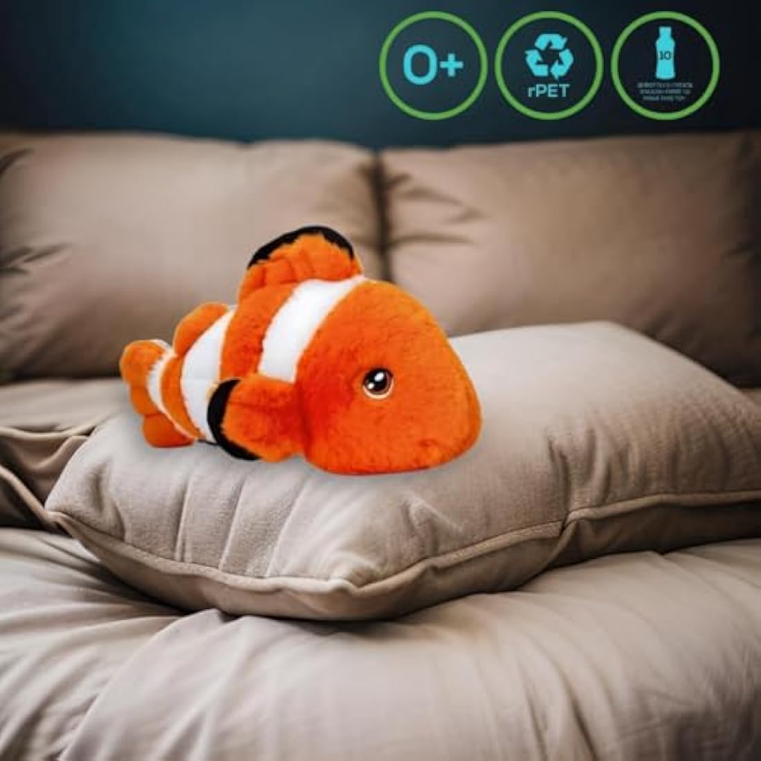Deluxe Paws Plush Cuddly Soft Eco Toys 100% Recycled (Clown Fish)