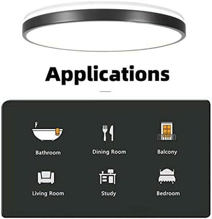 Horevo 24W Bluetooth Ceiling Light with Speaker 12inch, Music LED Ceiling Light with Black Bezel and Remote Control, Dimmable RGB Colour Changing for Kids Room Bathroom (Black)