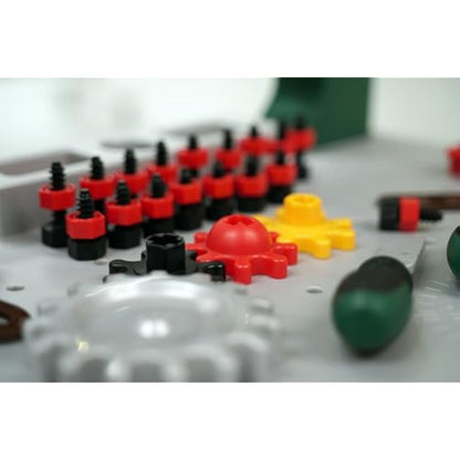 Theo Klein 8574 Bosch Workbench with 77 Parts I With Screwdriver and Spanner, Pliers, Hammer and Much More I Work Surface with Learning Function I Dimensions: 57 cm x 35 cm x 86 cm