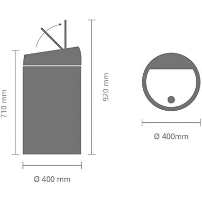 Brabantia 60 Litre Large Kitchen Touch Bin (Matt Steel) Removable Lid, Soft-Touch Open, Easy Clean Rubbish Food Waste Bin