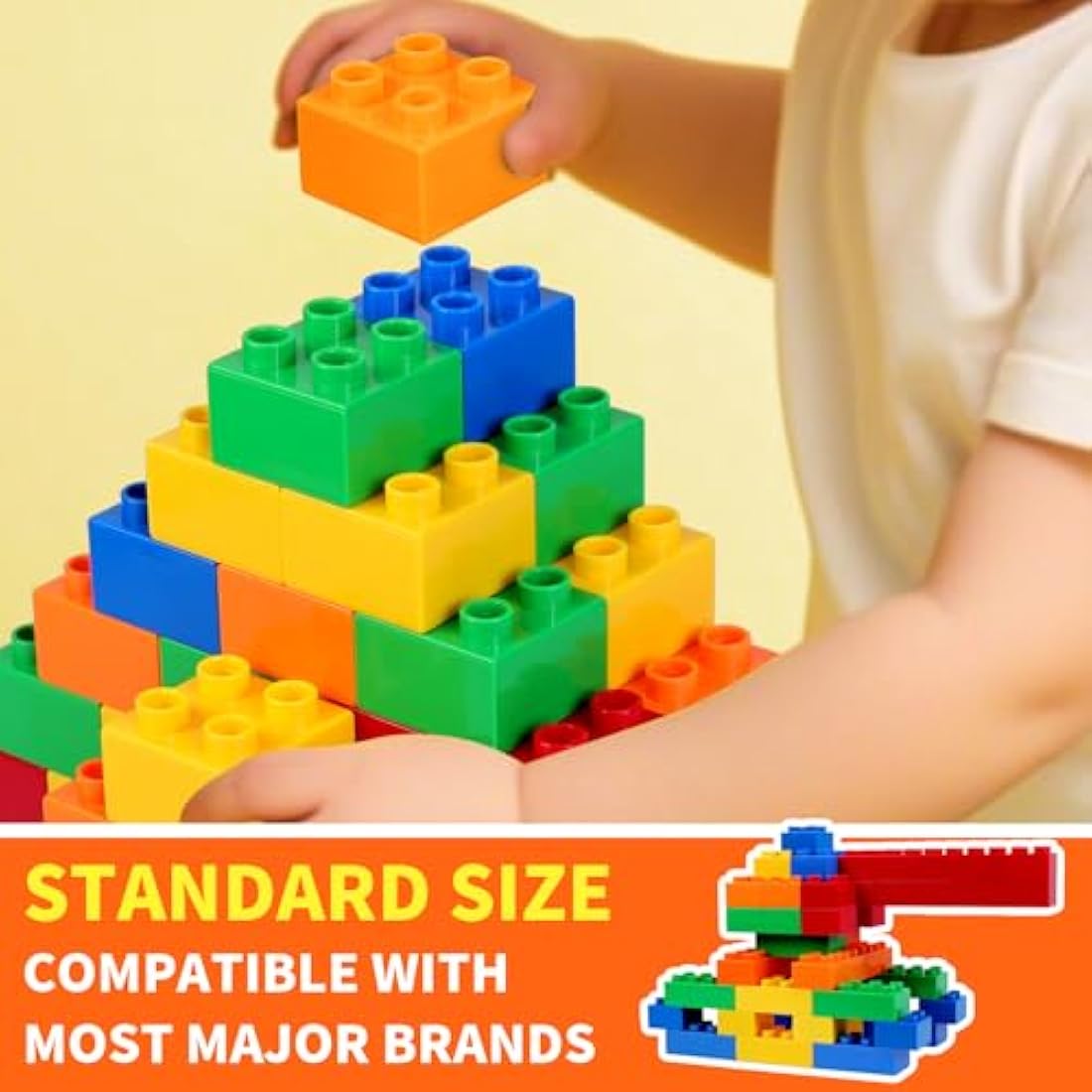 HIUME Large Building Block Set, 150 Building Blocks, Compatible with Duplo Building Bricks and Top Brands, Suitable for Children Aged 3 4 5 6 Years, A Great Building Block Gift for Boys and Girls.