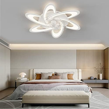 Bossen Ceiling Fan with Light, Φ67cm, 70W Quiet Modern Led Ceiling Light Fan Light with Remote Control and APP Dimmable 6 Lights for Living Room Bedroom Dining Room Ceiling Fans with Lamps (White)