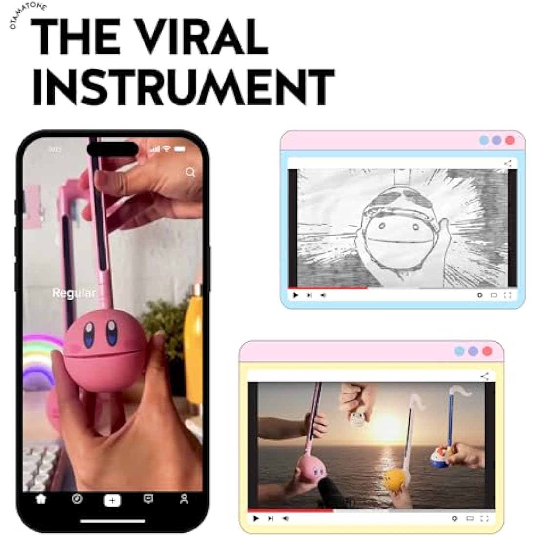 Otamatone Regular Black Japanese Electronic Musical Instrument, Portable Touch Sensitive Digital Music Instruments Synthesizer, Fun Cool Kids Teens Adults Birthday Christmas Toy Song Game Stuff