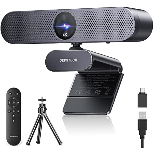 DEPSTECH DW50 Pro 4K Webcam for PC, Ultra HD 1/2.55'' Sony Sensor, 3x Zoom, Dual Noise-Cancelling Microphones, Remote Control, Autofocus Streaming Camera for Laptop, Mac, Teams, Zoom