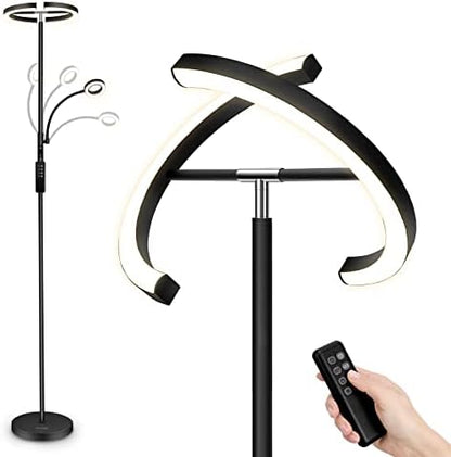FIMEI Uplighter Floor Lamp, 22W Floor Lamp & 7W Reading Lamp, Stepless Dimming & 3000K-6000K Color Temperature, Remote & Touch Control, Modern Standing Light for Living Room, Bedroom, Office