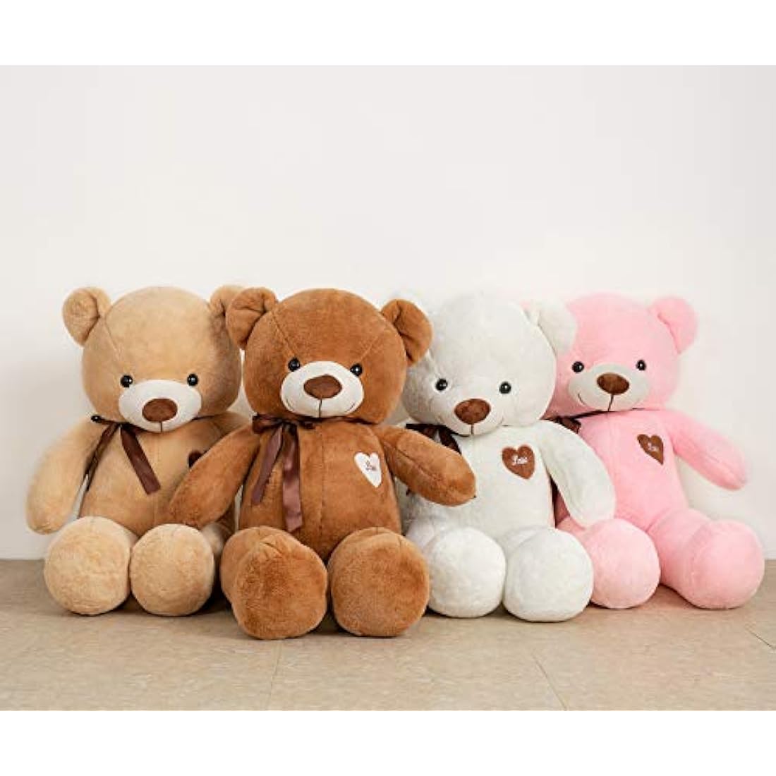 YunNasi Giant Teddy Bear Big Teddy Bear Large Stuffed Animal Toy Plush Teddy Doll With Love Heart and Ribbon (39 Inches/100cm, Pink)