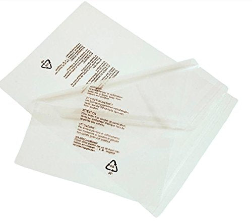 200 CLEAR TRANSPARENT PLASTIC SELF SEAL GARMENT BAGS WITH SAFETY WARNING (14" x 17")
