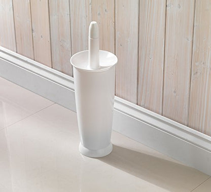 Addis Closed Toilet Brush Set, Plastic, White, 12.5 x 12.5 x 39 cm, 510284