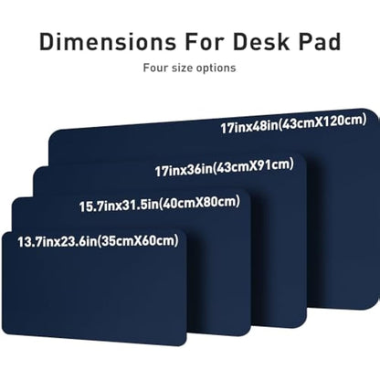 Leather Desk Pad Protector,Mouse Mat,Office Desk Mat,Non-Slip PU Leather Desk Blotter,Laptop Desk Pad,Waterproof Desk Writing Pad for Office and Home (80cm x 40cm, Dark Blue)