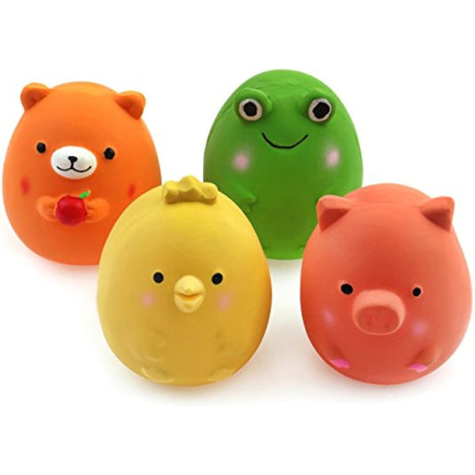 CHIWAVA 4PCS 2.4'' Squeak Latex Puppy Toy Funny Animal Sets Pet Interactive Play for Small Dog Assorted Color