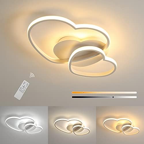 Riserva Dimmable LED Ceiling Light, 64W Heart Ceiling Lamp Modern, 3000K/4500K/6500K, Chandelier White with Remote Control for Bedroom, Dining Room, Kitchen, Children's Room