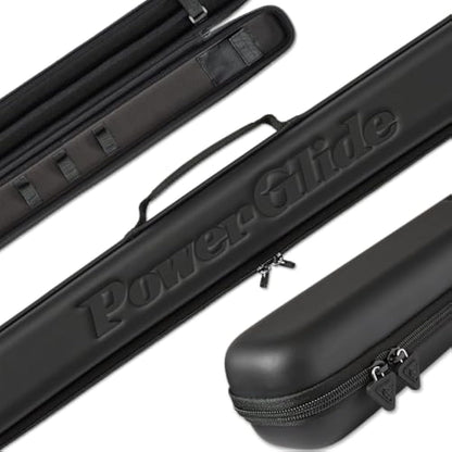 POWERGLIDE Snooker Pool or Billiard Cue Case | Svartur | Modern Design Soft Touch EVA | Handle & Shoulder Strap | Protective Foam Interior | Accessory Pockets | to Fit 2-Piece