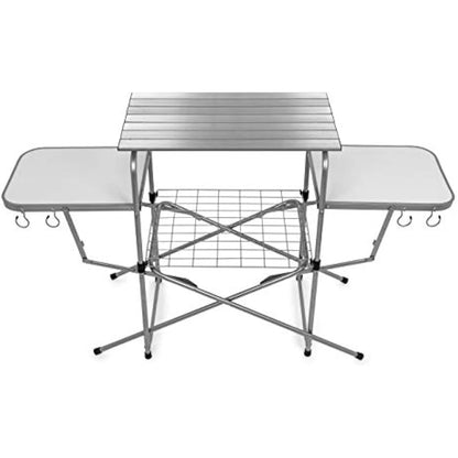 Camco Olympian Deluxe Portable Grill Table | Provides Plenty of Room for Grilling Gear | Ideal for Picnics, Camping, Boating, Tailgating, and Backyard BBQs | (57293)