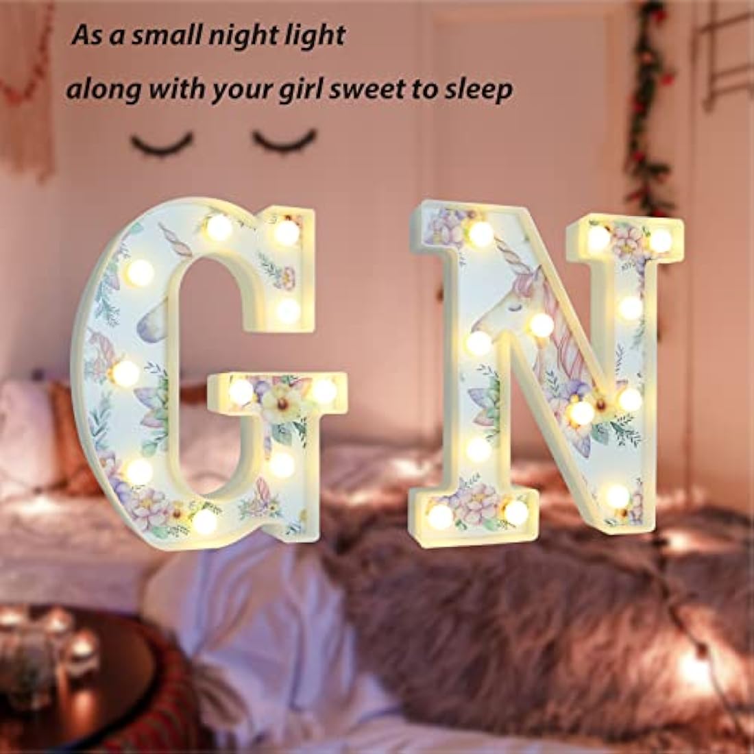 Vimlits Unicorn Light Up Letters, LED Letter Lights Warm White Alphabet Sign Unicorn Gifts for Girls Birthday Unicorn Party Decorations Bedroom Night Light Christmas Valentine Wall Table Decor - Y