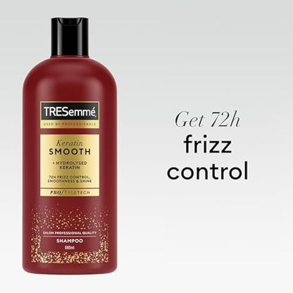 TRESemme Keratin Smooth Shampoo salon professional quality hair care for 72h frizz control, smoothness & shine 6x 680 ml