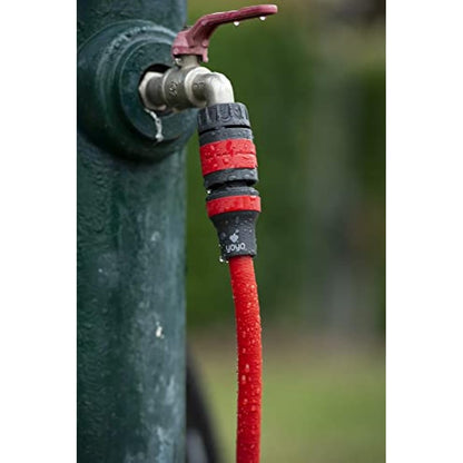 FITT YOYO 15 m, Extendable and Flexible Garden Water Hose Pipe with Multi-Function Spray Gun, Red