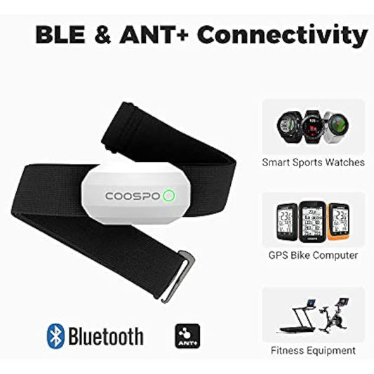 COOSPO Heart Rate Monitor Chest Strap,Bluetooth ANT+ Chest HRM for Running Cycling Gym Fitness, Heart Rate Monitors IP67 Waterproof Compatible with Strava Zwift Wahoo Garmin Polar Peloton App