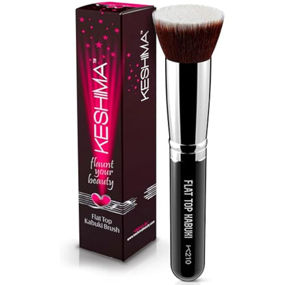 Flat Top Kabuki Foundation Brush By KESHIMA - Premium Makeup Brush for Liquid Foundation, Cream, and Powder - Buffing, Blending Brush, Face Brush