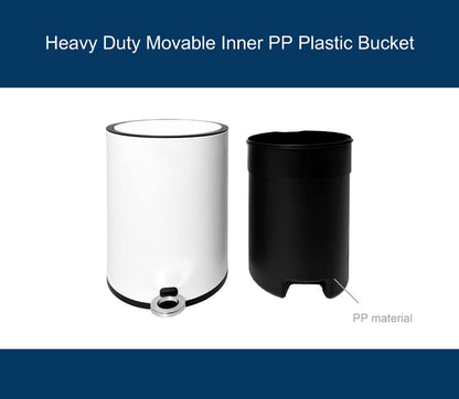 FurnitureXtra™ Modern Style Powder Coated Soft Close Pedal Bin, Plastic Inner bucket, ABS lid (Black, 6L)
