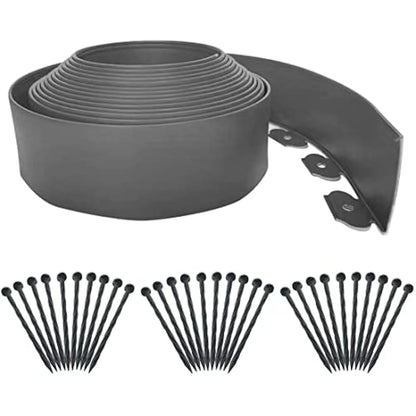 Flexible Garden Edging Borders 10m,Landscape Edging [Extra Tall 10cm High]with 30pcs Stakes, No Dig Garden Border Lawn Edging Mini Plastic Fence for Flowerbeds,Grass-Grey