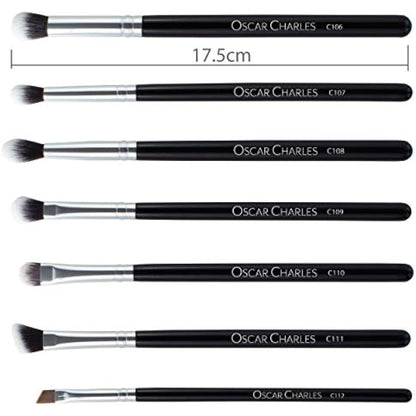 Oscar Charles Makeup Brush Set, 12 Piece Makeup Brushes Set Professional, Six Face Make up Brushes & Six Eye Makeup Brushes Set - Silver