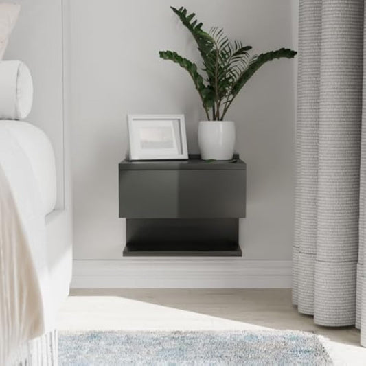 ComfortCove Wall Bedside Tables, Bedside Drawers with Storage Shelf, Hanging Bedside Cabinet, Slim End Wall Table with Storage Shelf, Black. Size: W35 x H30 x D31,6 cm