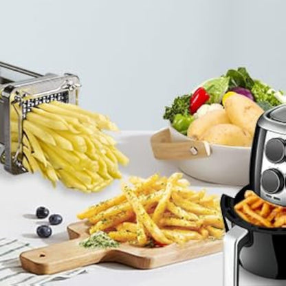 Chip Cutter, Sopito Professional Stainless Steel Potato Chipper for French Fries Cutters with 1/2 Inch and 1/4 Inch Replacement Blades for Home and Commercial Use