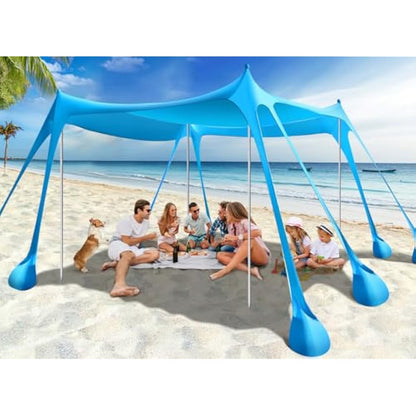 Rhino Valley Beach Tent, 6-8 Person with UV 50+ Sun Protection, Portable Beach Shade Shelter, Large Family Canopy Outdoor Tent for Camping, Fishing, Picnic, Garden
