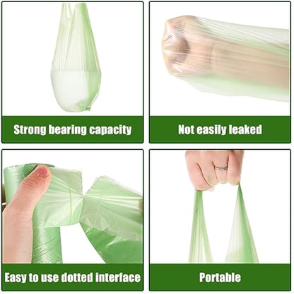 100 x 10 Liter Green Bin Bags, 18.9 * 23.2in Portable Food Waste Bag Small Kitchen Bin Liners Food Caddy Bag with Handle for Office Bathroom Kitchen Garbage