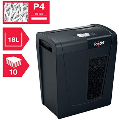 Rexel X10 Cross Cut Paper Shredder, Shreds 11-10 Sheets (70-80 gsm), P4 Security, Home/Home Office, 18 Litre Removable Bin, Quiet and Compact, Secure Range, 2020124