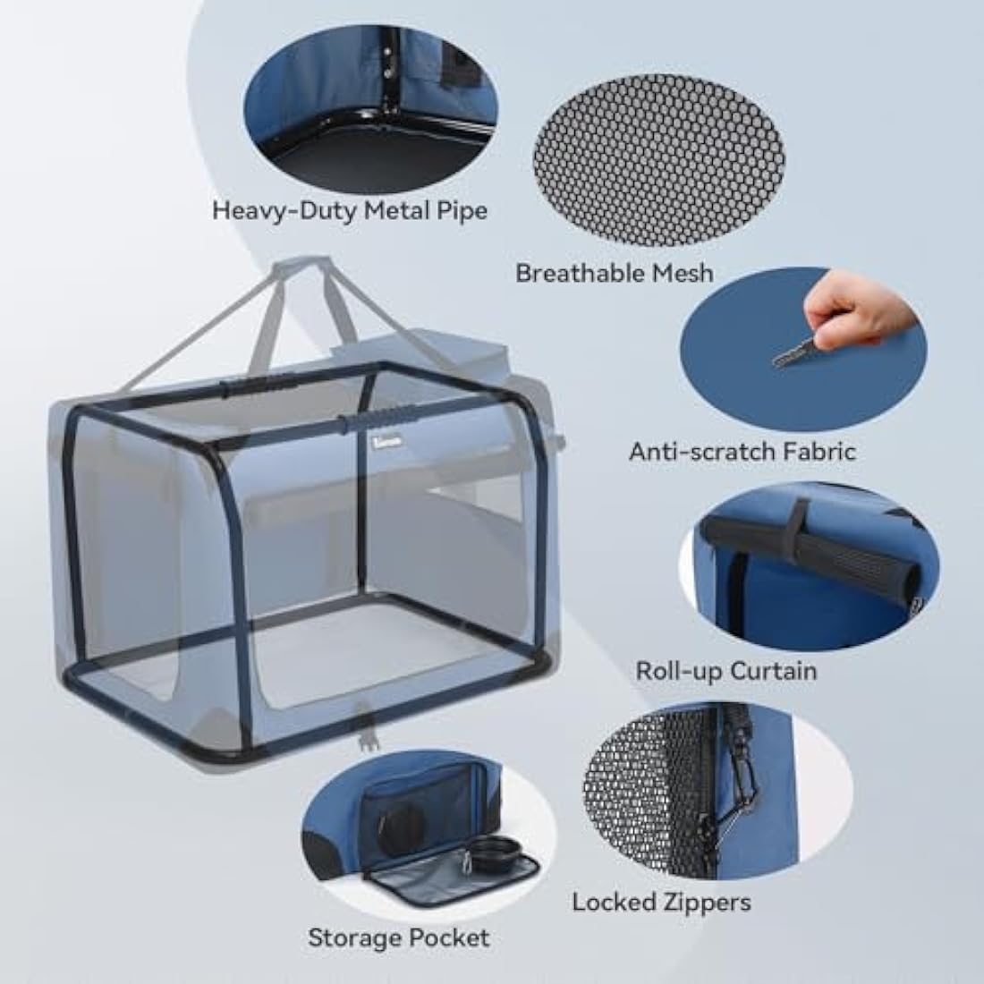 Reerooh Dog Carrier Cat Carrier Bag, Foldable Fabric Car Dog Travel Crate, Portable Soft Pet Carrier for Transport, Breathable Puppy Carrier for Large Dogs with Cushion & Dog Bowls