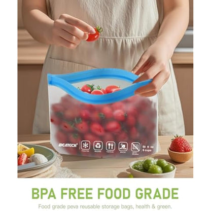 IDEATECH 20 Pack Reusable Freezer Bags, BPA Free Sandwich Bag, Reusable Silicone Food Storage Bag Leak Proof Airtight Container for Lunch, Snacks, Fruits and Vegetables