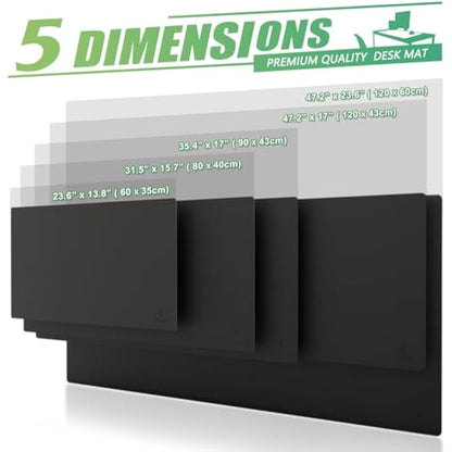 K KNODEL Large Office Leather Desk Mat, Mouse and Keyboard Pad, Computer and Laptop Mat, Desktop Protector and Cover, Writing Pad and Blotter (80x40cm, Black)