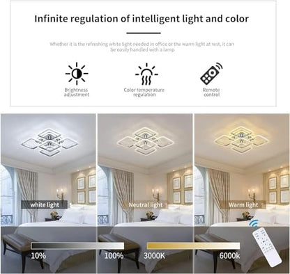 Qcyuui LED Ceiling Light Square, Modern Flush Mount Chandelier Lighting,Dimmable Bedroom Ceiliing Lamps Nordic Design for Living Room