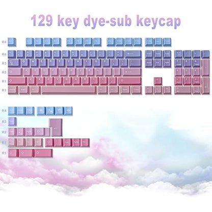 Tsungup PBT 129 Key ANSI&ISO Layout Cherry Profile Dye-Sublimated Keycaps for Gateron, Kailh, Cherry MX Switches Mechanical Keyboards