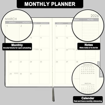 Academic Diary 2025-2026 - Diary 2025-2026 A5 Week to View from July 2025 to June 2026, 14.6 X 21 cm, A5 Premium Thicker Paper with Pen Holder, Inner Pocket and 88 Notes Pages, black