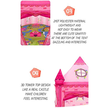 Benebomo Pink Play tent,Girls tent, Princess Castle, Kids play houses for garden, Children play tent for indoor, A place for children to rest and have fun