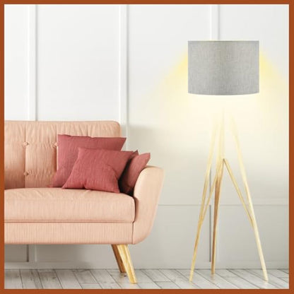 Weewooday 4 Sets Fabric Lampshade with E27 to E14 Adapter Ring Modern Ceiling Pendant Table Drum Light Shade Linen Lamp Shades for Table Bedside Floor Lamp(Grey,10 Inch)